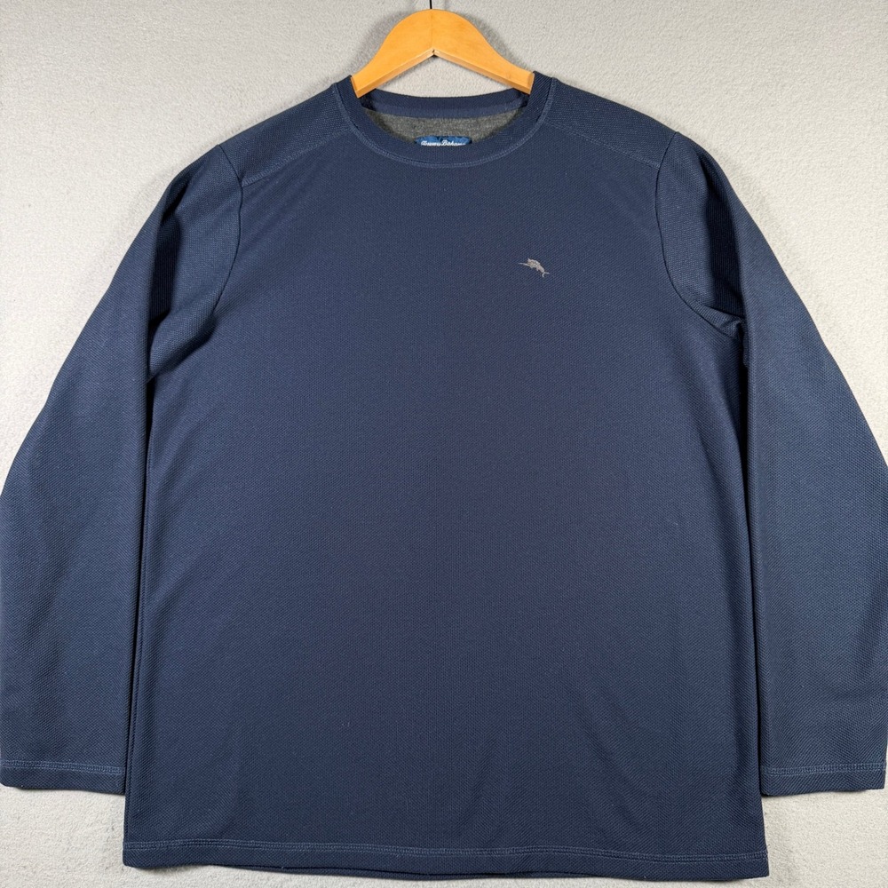 Tommy Bahama Mens Navy Blue Textured Long Sleeve Crewneck Pullover ZTB97769 M